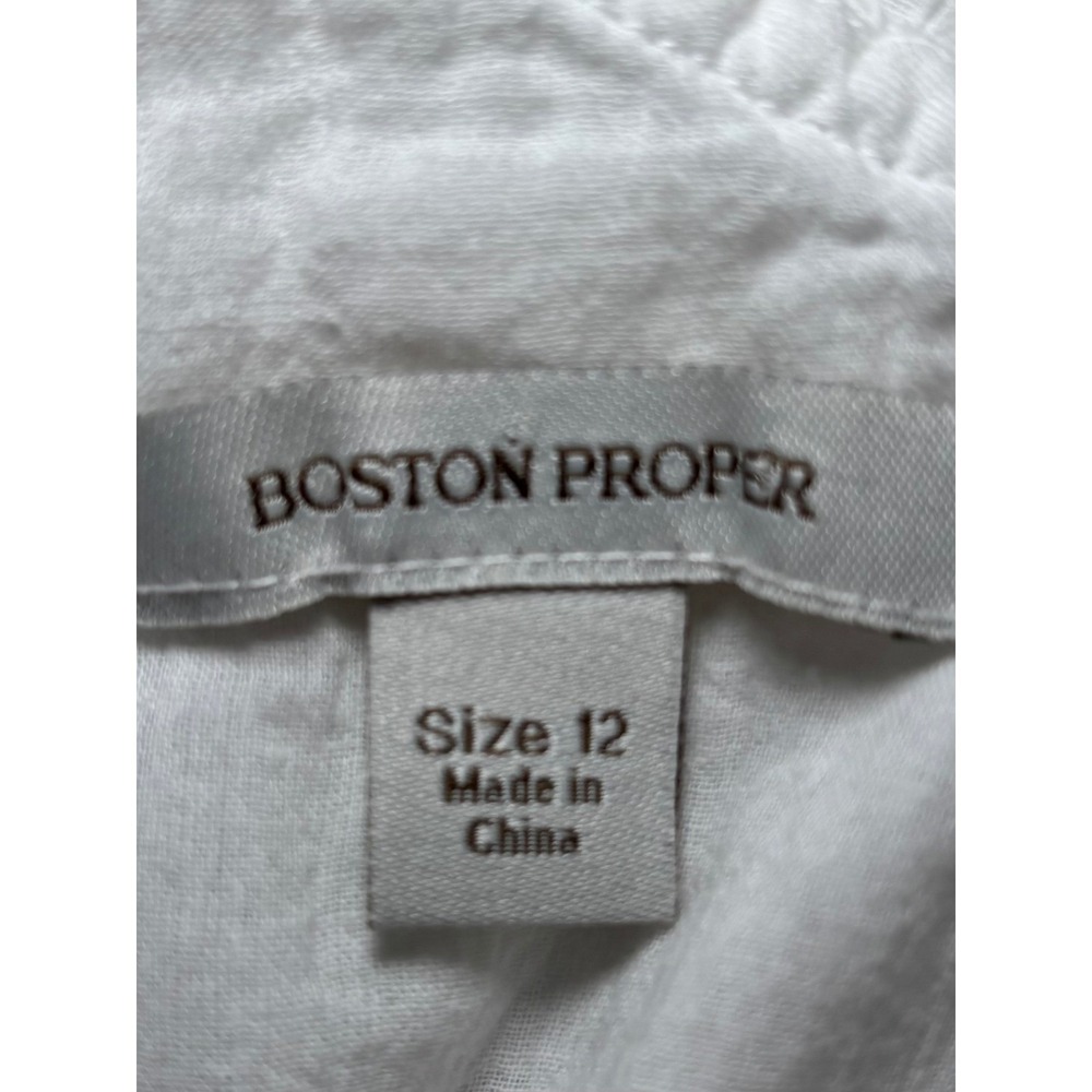 Boston Proper White One Shoulder Ruffle Midi Dress 12 Cotton Tiered - Picture 3 of 9
